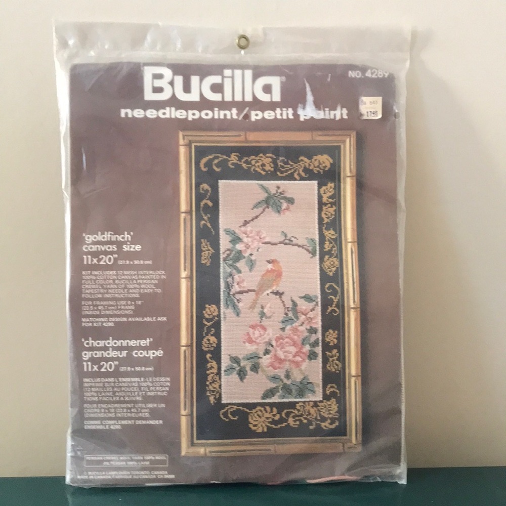 Vintage Bucilla Needlepoint 'Goldfinch'